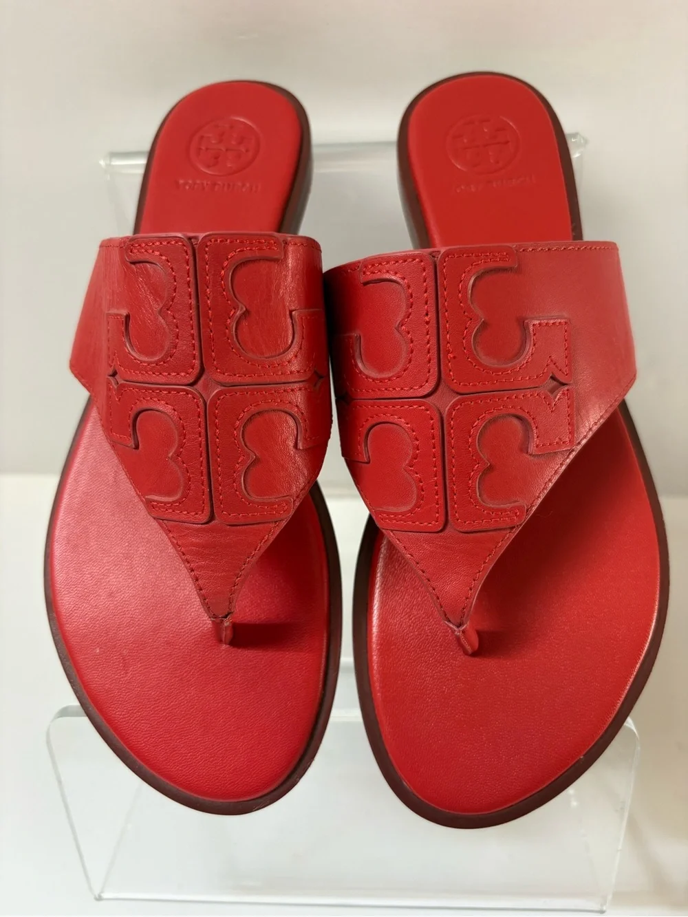 Tory Burch Miller Red Leather Women's Thong Sandals - Stylish Slide Size 7